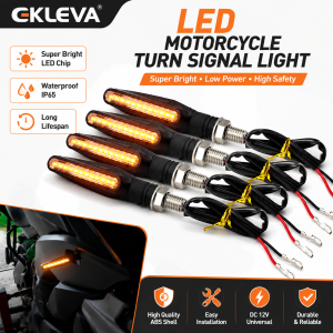 EKLEVA 4 Chiếc Đèn LED Tín Hiệu Rẽ Xe Máy Thông Dụng Đèn Báo Nhấp Nháy Màu Hổ Phách Chống Nước IP68 12V Phụ Kiện Đèn Hậu Đèn