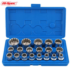 Hi-Spec 8-32mm Gear Lock Socket 1/2" Drive 12 Point Torx Socket Wrench Set Hex Splined Bit Sockets Set Hex Bit With Blue Box