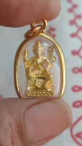 จี้ รูปหล่อพระพรหม4หน้า  เครื่องราง ฮินดู กรอบสีทอง