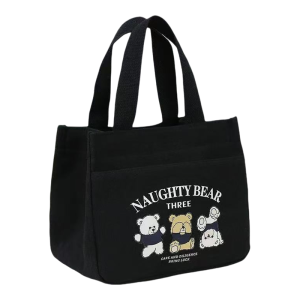 Thickened Canvas Handbag Simple Commuter Lunch Bag for Working Mothers Portable Shoulder Bag  Sweet Style Zipper Closure