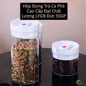 [Set 2 Hộp] Hũ Đựng Thực Phẩm Thủy Tinh Borosilicate SSGP Lọ Hút Chân Không Kín Hơi Bảo Quản Trà Cà Phê Hạt Khô Chống Ẩm Xếp Chồng Cao Cấp Đạt Chất Lượng LFGB Đức