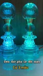 TẶNG ĐÈN NGỦ- Bộ 2 đèn thờ pha lê đổi màu -cao 24 CM -27CM có công tắc tùy chỉnh nhiều chế độ sáng 1 đổi 1 nếu bể vỡ hư hỏng