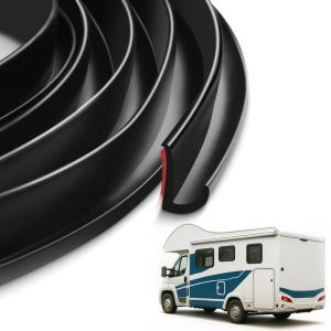 1/5/6M RV Rain Gutter Self-Adhesive Backing Silicone Rubber Roof Rain Diverter J-Shape Design UV Resistant Weather Stripping