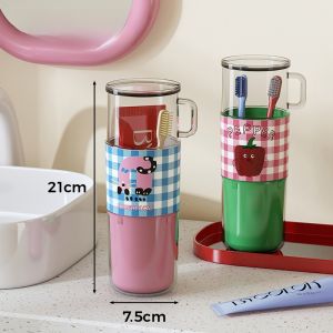 Portable Dental Travel Kit Cute Toothbrush Holder Cup Toothpaste Squeezer Storage Box for Children Couples Bathroom Organizer