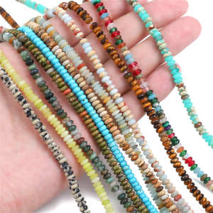 2x4mm Natural Stone Disk Beads Tiger Eye Agate Quartz Aventurine Howlite Stone Spacer Loose Beads for Necklace Bracelet DIY Jewelry Making 15" 38cm Approx 160pcs