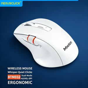 NexusClick Quiet Click Wireless Ergonomic Mouse Dual Mode 2.4G/BT 4 Adjustable DPI Long Battery Life for Home Dorm Laptop PC