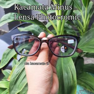 Kacamata Minus Lensa Photocromic Untuk Pria dan Wanita Model Frame Cat Eye