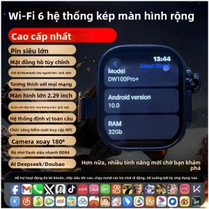 Đồng Hồ Thông Minh DW100 Pro Plus 5G Full Netcom Với Cảm Biến Vân Tay Touch ID Màn Hình AMOLED 2.29 Inch Bộ Nhớ Trong 32+1024GB WiFi GPS - Theo Dõi Giấc Ngủ & Nhịp Tim