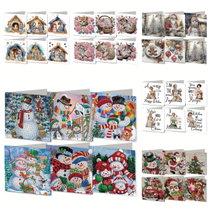 6 DIY diamond-painted paper Christmas/Cat/Thanksgiving patterned greeting cards and postcards Christmas gifts