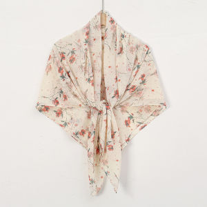 Jifang ผ้าพันคอสี่เหลี่ยมจัตุรัสดอกไม้พิมพ์ชีฟองดอกไม้สุดเพี้ยนสำหรับผู้หญิงขนาด115X115ซม. ผ้าพันคอผืนใหญ่ YW56ฮิญาบมุสลิมชุดแพชมิน่า