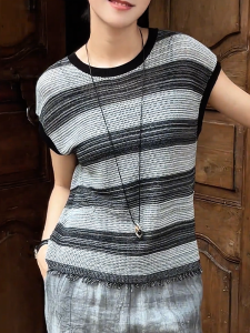 QINGNAER | Fashionable Stripe Knitwear