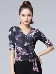 Latin Dance Clothes New Womens Adult Standard Modern Dance V-neck Dance Practice Uniform Top Square Dance Performance Costume