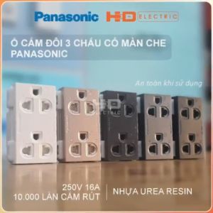 Ổ cắm đôi 3 chấu có màn che Panasonic WEV1582 hàng chính hãng