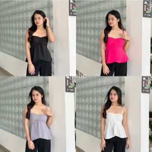 Amel Top Tanktop Wanita Lady Crush Crinkle Anti Lecek Korean Style Kekinian Terbaru Ootd by Clashe