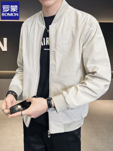 Romon 2025 New Style Mens Baseball Collar Jacket Slim Fit Casual Breathable Spring Autumn Fashionable Polyester Outerwear