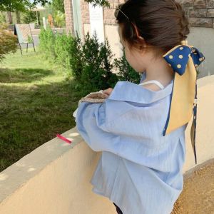 Girls Summer Shirt Sun Protection Light Weight Flip Collar Outerwear Korean Style Childrens Outdoor Skin Friendly Clothing