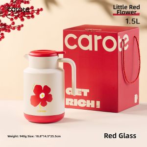 CAROTE | Wedding Dowry Red Large Capacity Glass Lined Hot Water Bottles