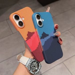 Ultra-Thin Semi-Fit Carbon Fiber Texture Phone Case for Apple 16ProMax Lightweight Heat Dissipation 13P New Kevlar Texture 12Anti-Fall 11Mist Protection Hard Shell