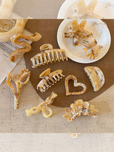 Retro Coffee Color Star Flower Hair Clip Womens New 2025 Back of Head Bun Hair Clip Shark Jaw Hair Clip Hair Decoration