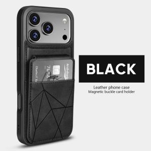 Premium Business Magnetic Card Slot Bag Bracket Leather Wallet Case for iPhone 17 Air 16 15 14 13 12 Pro Max 11 Shockproof Cover