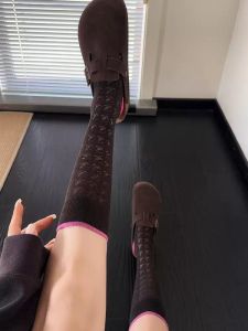 Tất Lót Bằng Lụa Băng Thoáng Khí Cho Nữ Mùa Hè Chất Liệu Cotton Thiết Kế Khoét Rỗng Thoải Mái Dài Đến Bắp Chân