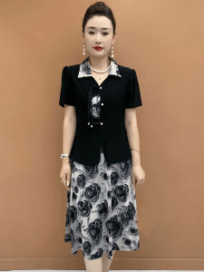 ใหม่สไตล์จีน Spliced ลำลอง ความยาวปานกลาง เดรส พรางหุ่น แฟชั่น ฤดูร้อน เสื้อผ้าแม่ใหม่ หลวม ประเภท เสื้อสวม ชิ้นเดียว