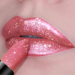 1 PC Glitter Lipstick a pressable pearlescent lipstick is very shiny like crushed diamond particles smooth and long-lasting