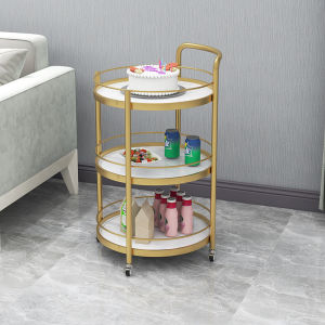 Minimalist Modern Iron Tea Water Alcohol Beverage Cake Snack Hand-Pushed Cart for Banks 4S Stores Restaurants Bars KTV Hotels