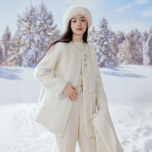 XIANGYING | White Faux Fur Coat for Women 2025 Winter New Style