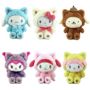 YF Sanrio Kuromi Melody Kitty Cinnamoroll Purin Cosplay Cat Plush Dolls Gift For Girls Home Decor Toys For Kids FY