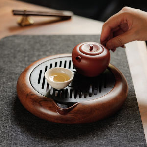 Walnut Wood Tea Tray Solid Wood Minimalist Dry Brewing Tea Table Small Bakelite Tray with Teapot Coaster for Tea Lovers