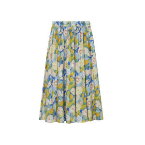 Peoleo French Style Floral Oil Painting Half Skirt Womens Mid-Length A-Line Midi Skirt Summer New Fashion Elastic Waist