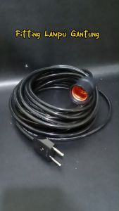 Fitting Lampu Gantung + Kabel Hitam 3 Meter + Steker