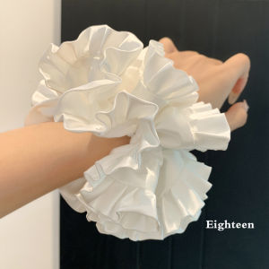 Korean Style Heavy Duty White Double Layer Large Hair Ties Womens Premium Feeling Bun Headbands Lazy Style Super Large Size Hair Accessories
