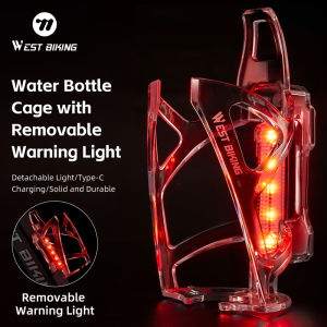 West Biking | WEST BIKING Bicycle Water Bottle Cage With Detachable Warning Light Ultralight PC Cycling Bottle Stand MTB Road Bike Accessories
