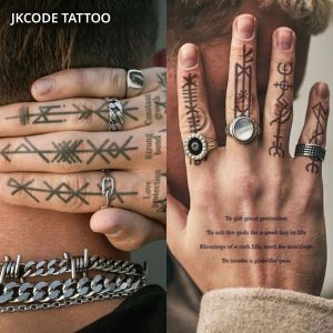 2 แพ็คกันน้ําไวกิ้งสักรอยสักกึ่งถาวรมือสามเหลี่ยมรอยสักชั่วคราวรอยสักนิ้วมือล่าสุด 1-2 สัปดาห์