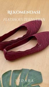 Flatshoes Wanita Sepatu Wanita Rajut Import Murah Sol Karet