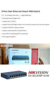 Switch PoE Hikvision DS-3E1309P-EI/M 8PORT + 1UPLINK GIGABIT
