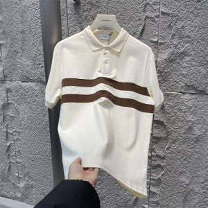 Summer New Style Mens Polo Shirt Slim Fit Short Sleeve Turn-down Collar Color Block Youthful Trendy Versatile Basic T-shirt