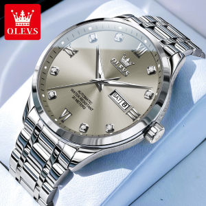 OLEVS Men Mechanical Watch Original Authentic Waterproof Luminous Week Calendar stainless steel strap Fashion Business Style