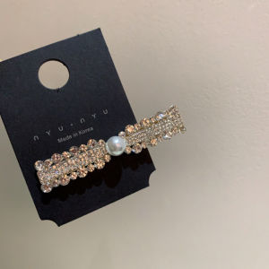 Elegant Pearl Rhinestone Hair Clip Side Bun Clip Sweet Bangs Duckbill Clip Straight Clip Hair Accessories Fashionable Hair Grips