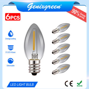 6 Gói E12 E14 Bóng Đèn Led Edison Sáng Tạo Khói Grey Glass 0.5W C7 bóng đèn LED dây tóc Cổ Điển màu trắng ấm Nến Ánh Sáng Bóng Đèn Cho trang trí Giáng sinh