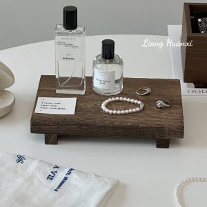 Retro Wooden Incense Perfume Tray Jewelry Storage Plate Key Holder Entrance Home Decorations Wooden Desktop Accessories