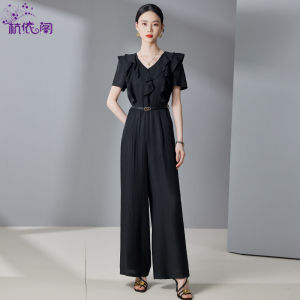 Elegant Fashion Slimming One-Piece Pants Womens Summer High Waist Wide Leg Jumpsuit Integrated Design Stylish Trendy