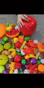 SKISOPGO 59PCS Cutting Fruit Vegetable Toys Kids Pretend Play Set Simulation Kitchen Cooking Toys Mainan Masak Masak
