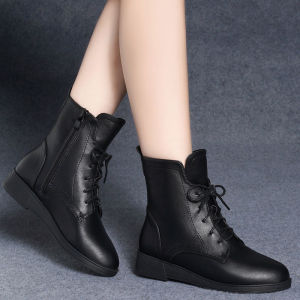 Womens Dance Shoes Soft Bottom Genuine Leather Short Boots Square Dancing Shoes Sailor Dance Footwear Autumn Winter New Arrival