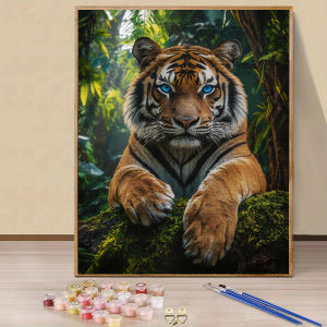 Acrylic Paint By Numbers Fierce Tiger Animals Painting By Numbers on Canvas Coloring By Number for Adults Paint Digital Art