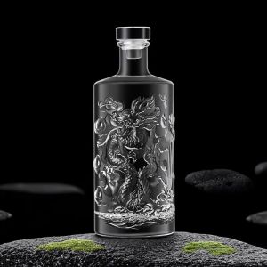 Deluxe Empty Wine Bottle New Dragon Pattern Embossed Bottle High-end Transparent Glass Wine Bottle