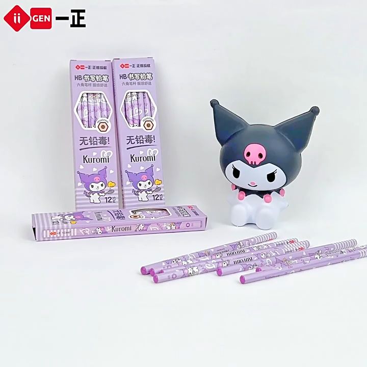 ดินสอไม้ HB 12แท่ง ลายคุโรมิ แท้ ดินสอลายการ์ตูน เครื่องเขียน น่ารัก ซานริโอ้ Kuromi