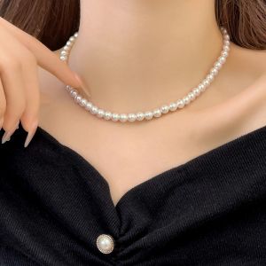 Nini Shi Home Pearl Necklace Womens Luxury Minimalist Elegant Sweater Chain Accessory New 2025 Trend out Fashion Jewelry